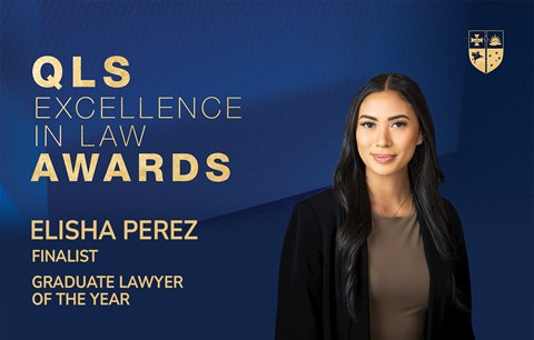Elisha Perez nominated as a finalist for Queensland Law Society Graduate Lawyer of the Year